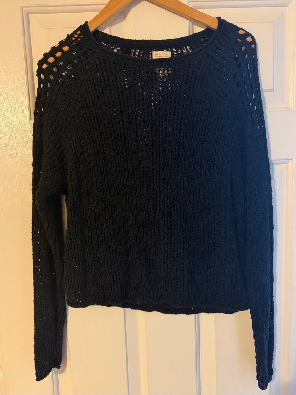 Billabong Black Open-Knit Crew Sweater
